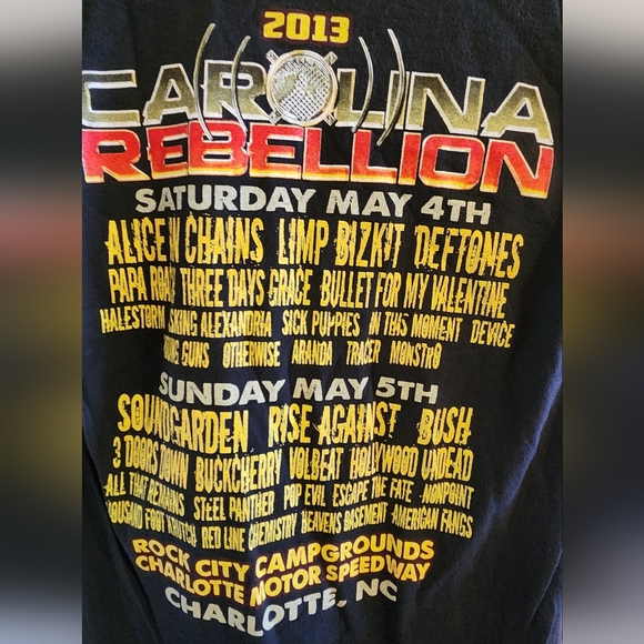 Authentic, Original, Vintage 2013 Carolina Rebellion Concert Shirt - Picture 4 of 5